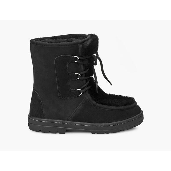 NEW w/box winter snow Short Sz 5 Women's UGG Mukluk Revival Boot Black Lace up - Picture 1 of 6